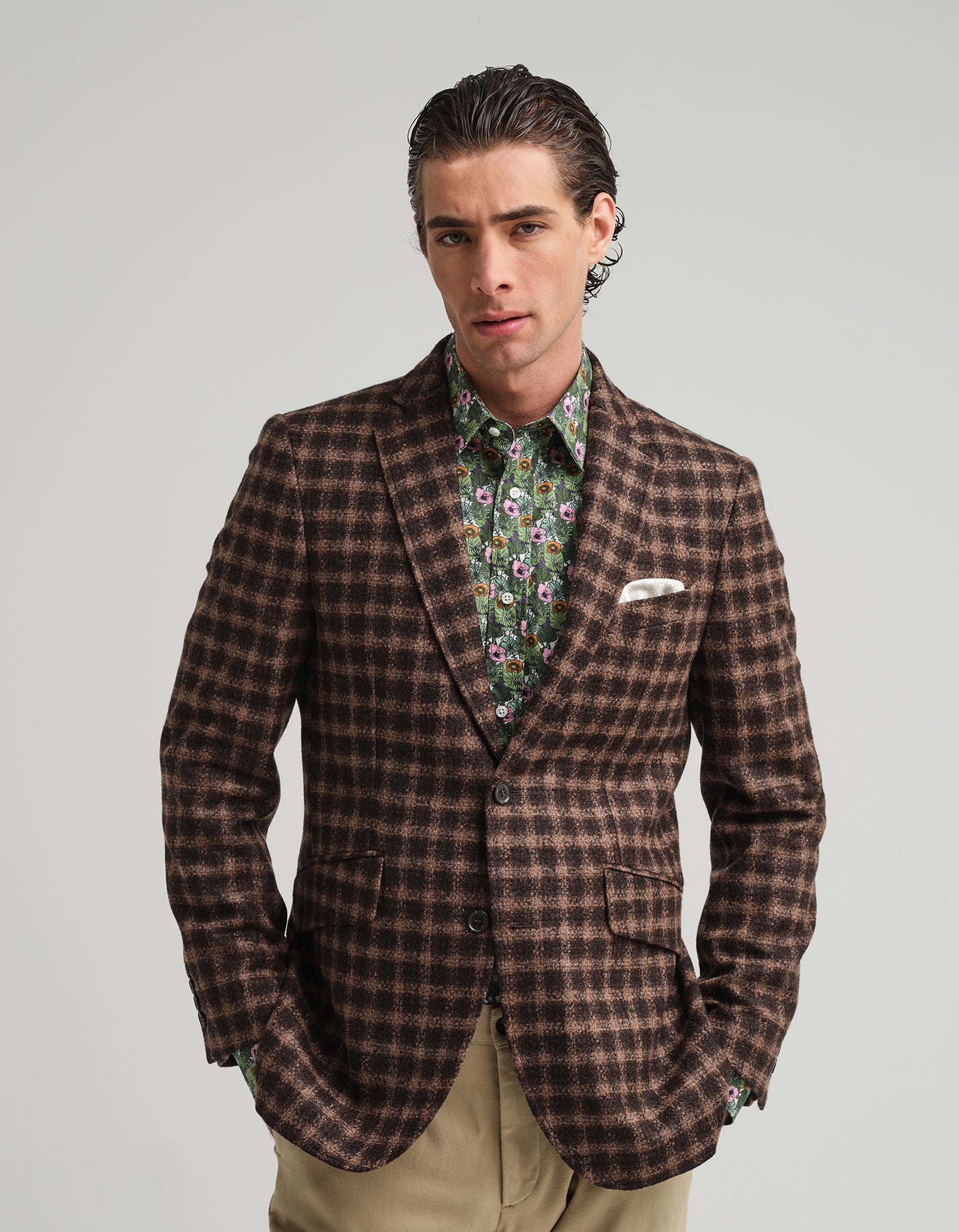 Brown Check Wool Jacket | Gresham Blake – Gresham Blake Online
