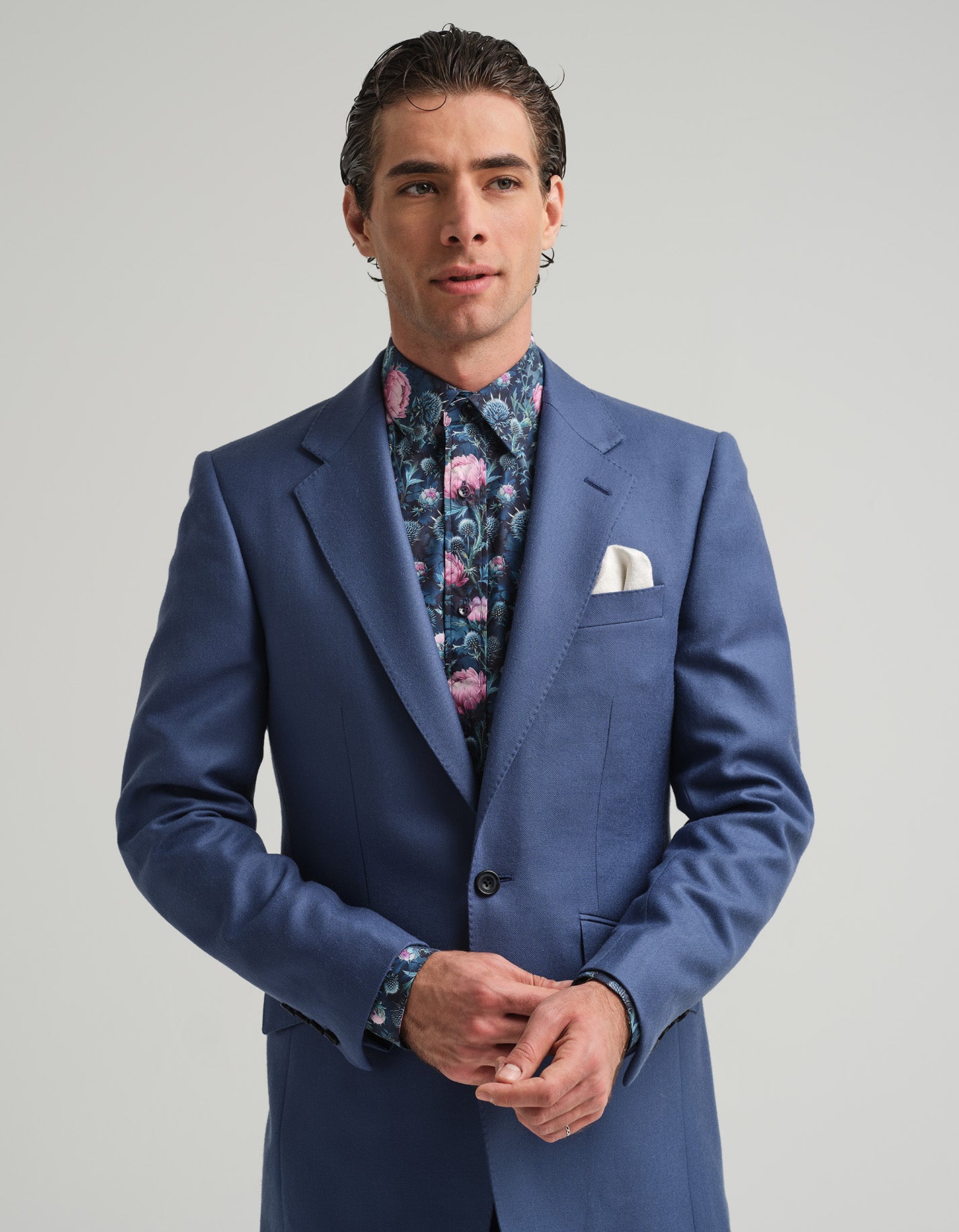 Printed shirt with blazer hotsell