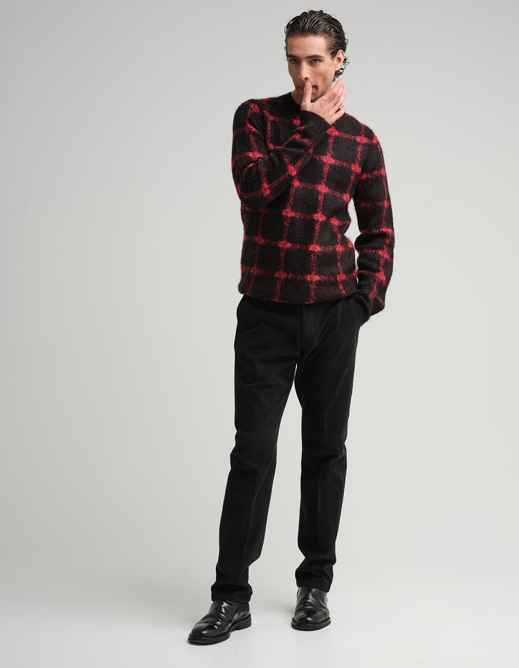 Red & Black Gradient Check Mohair Jumper GOLD