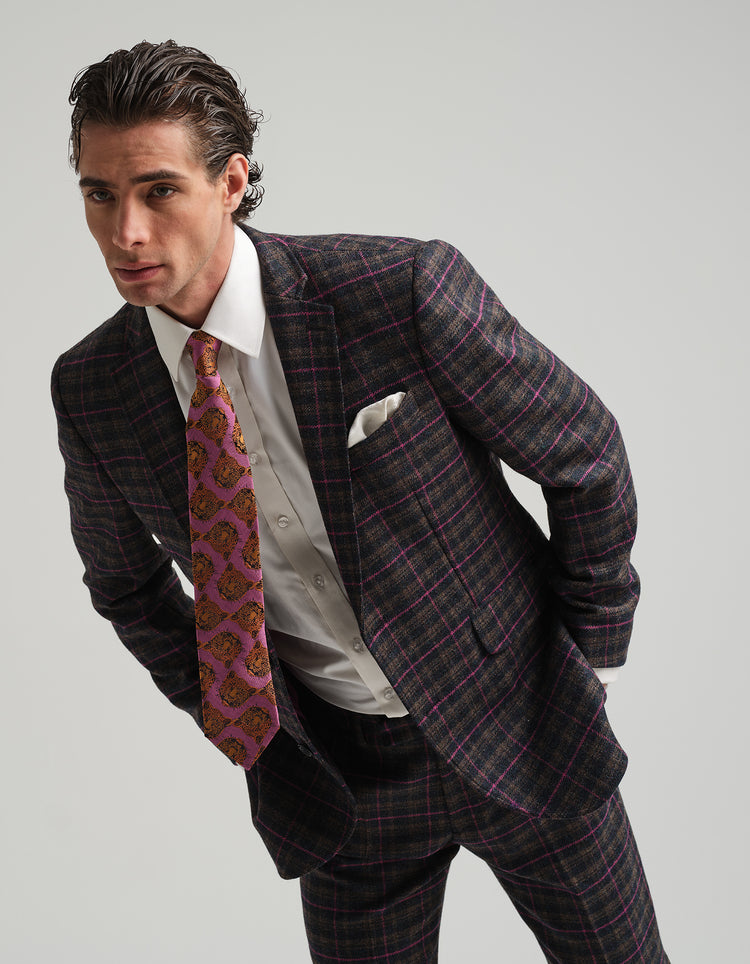 Navy & Pink Tweed Check 2-Piece Suit