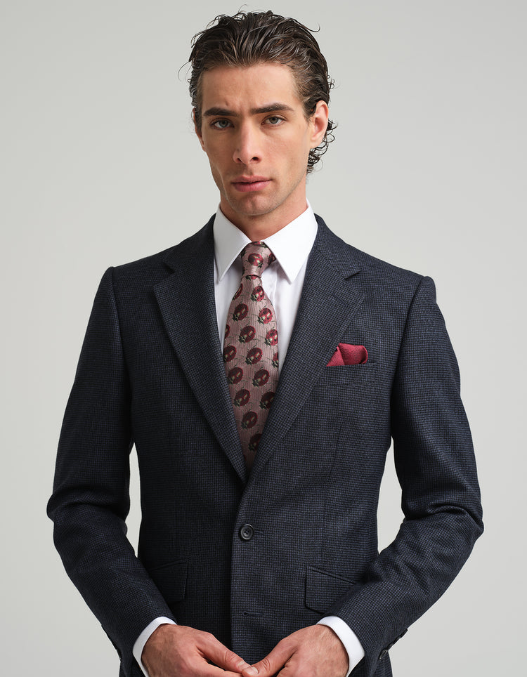 Navy Houndstooth 2 Piece Suit