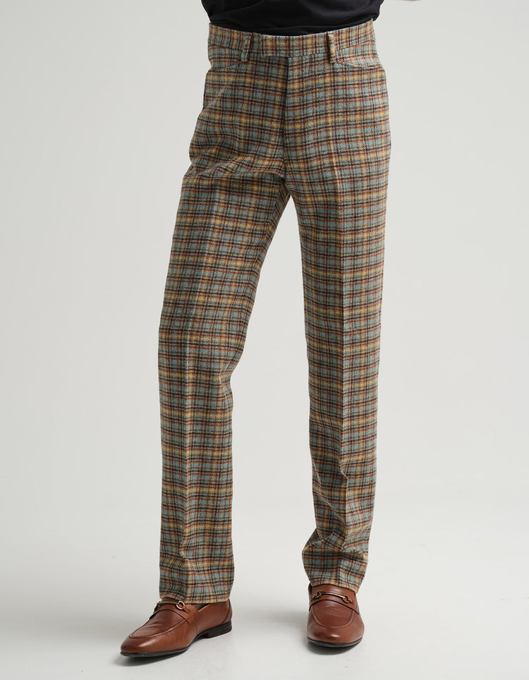 Blithfield Brown Check Wool Trousers