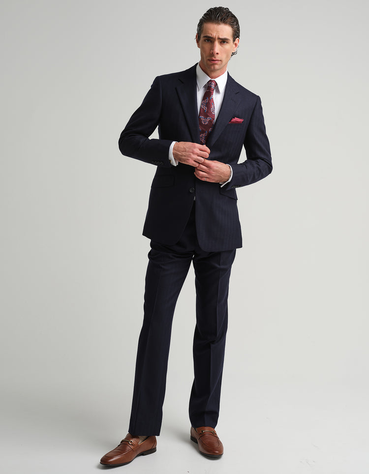 Midnight Navy Herringbone Suit