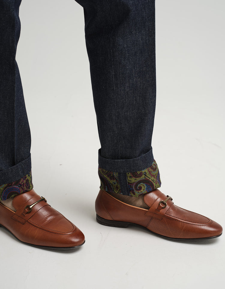 Indigo Denim & Paisley Trouser