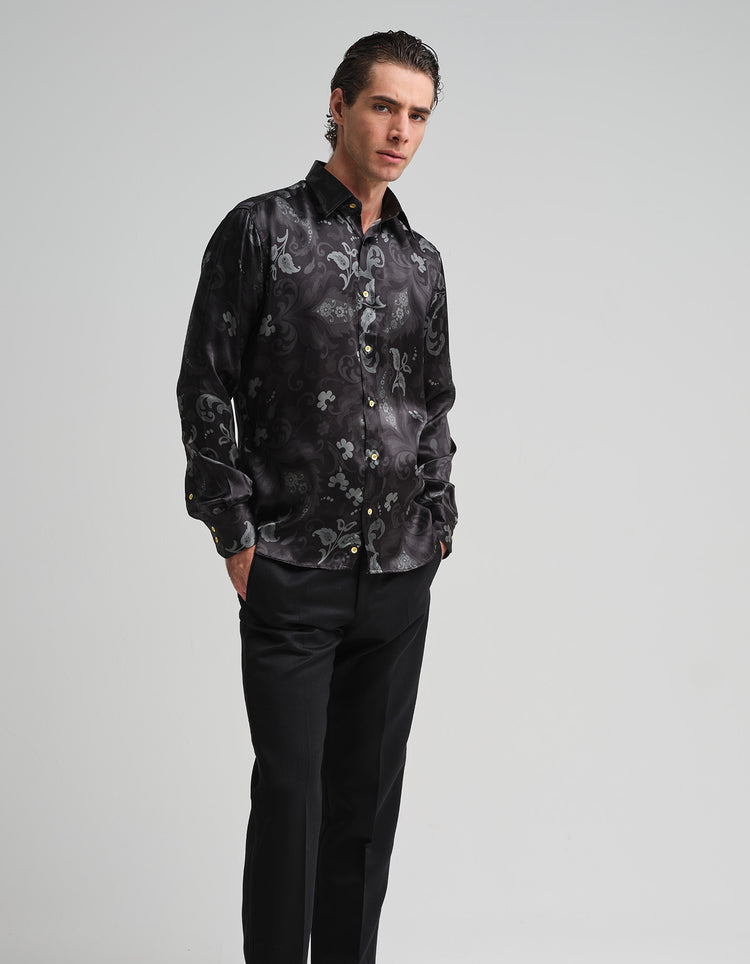 Monochrome Paisley Silk Shirt