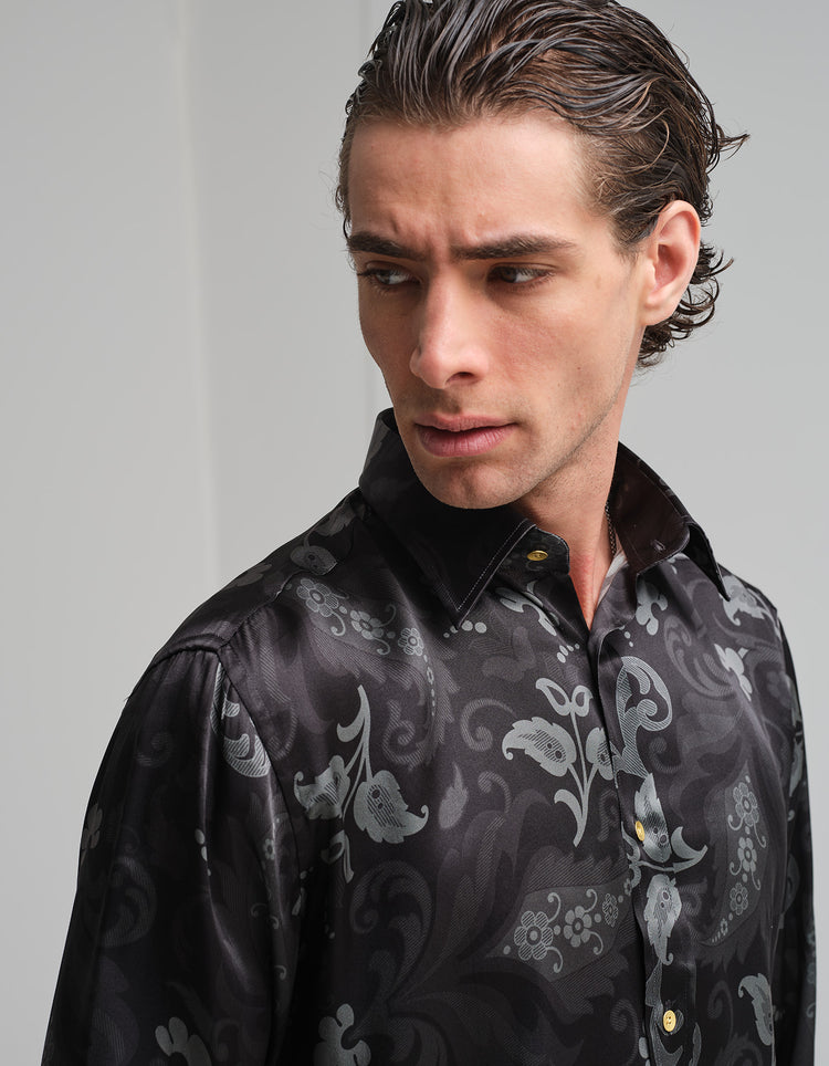 Monochrome Paisley Silk Shirt