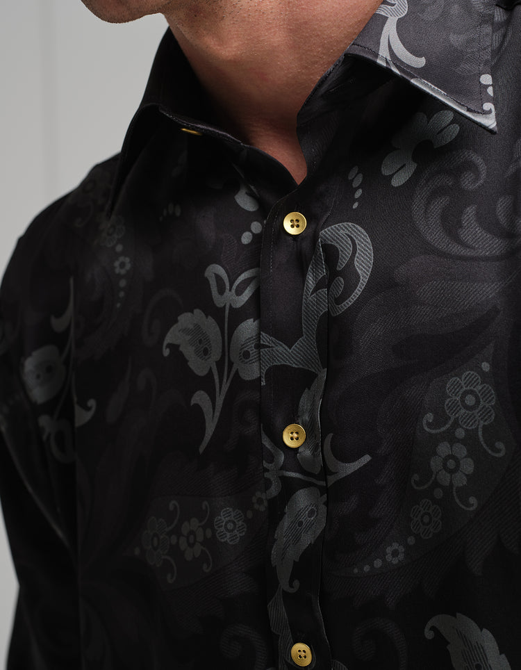 Monochrome Paisley Silk Shirt