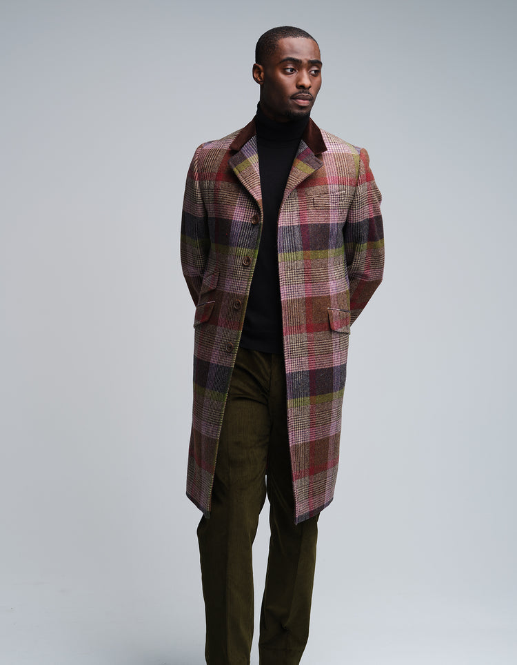 Autumn Check Wool Covert Coat