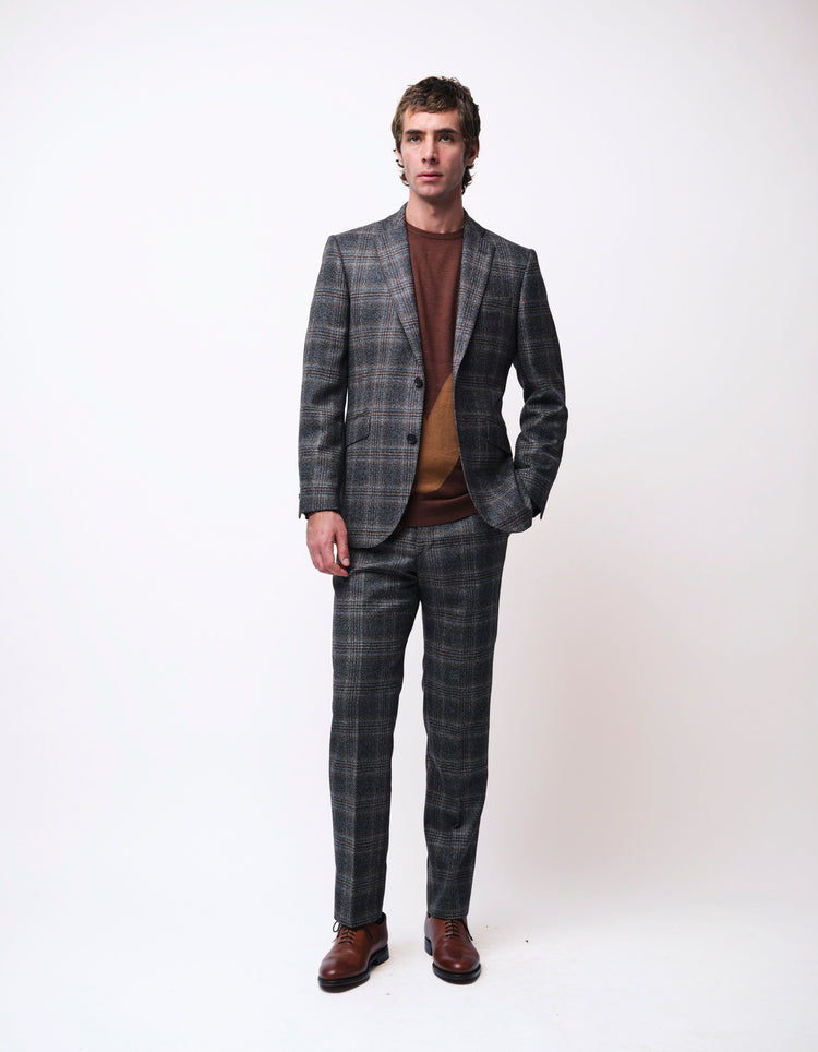 Grey Merino Wool Check Suit