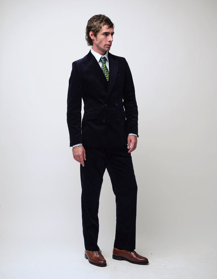 Navy Corduroy Double Breasted Suit