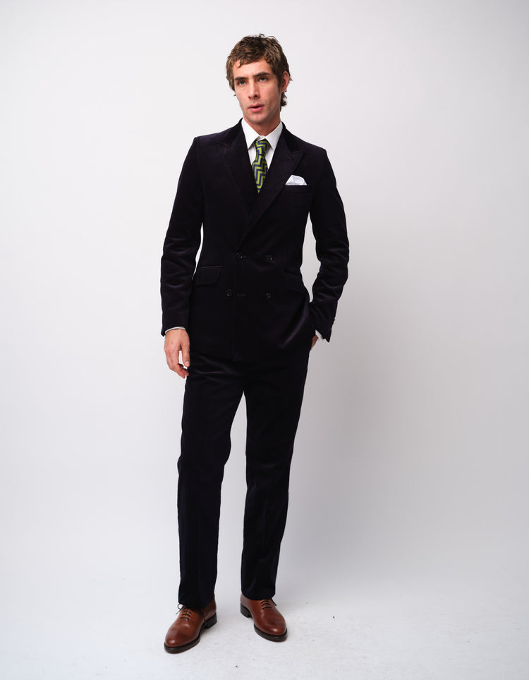 Navy Corduroy Double Breasted Suit
