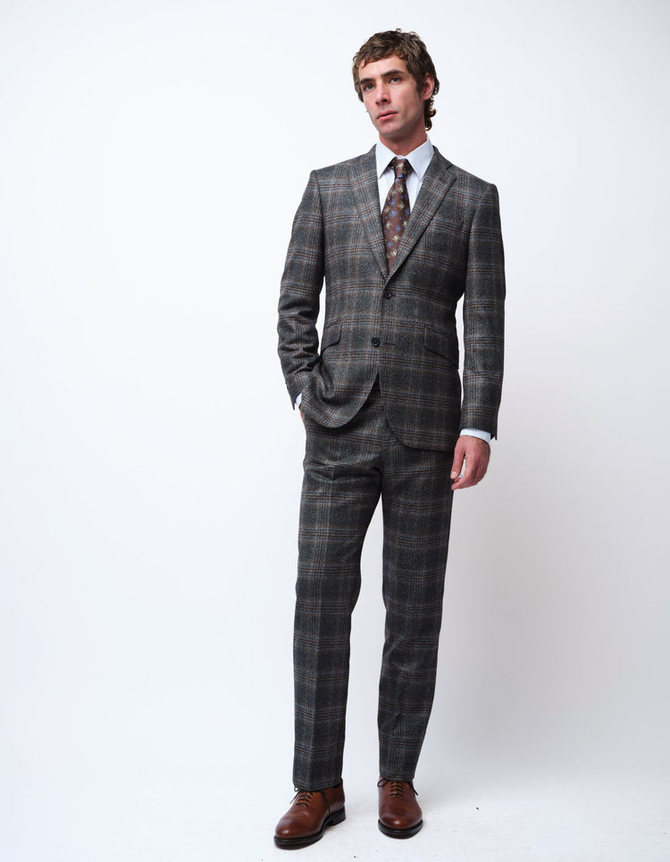 Grey Merino Wool Check Suit