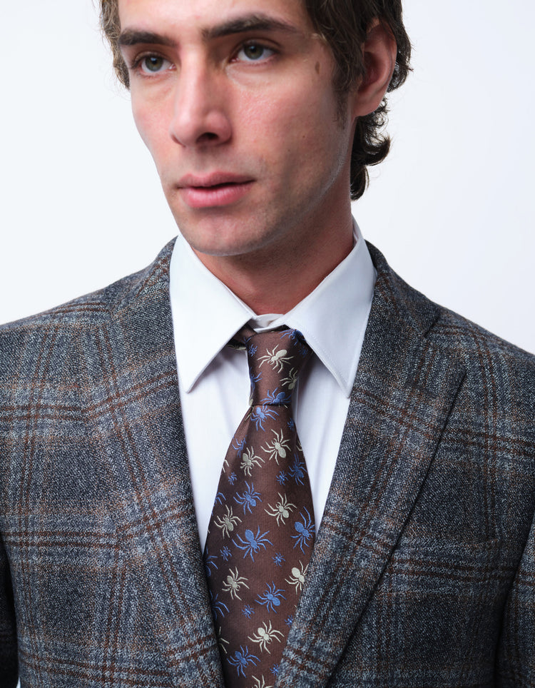 Grey Merino Wool Check Suit