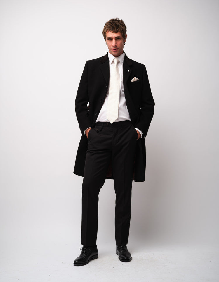 Black Wool Covert Coat