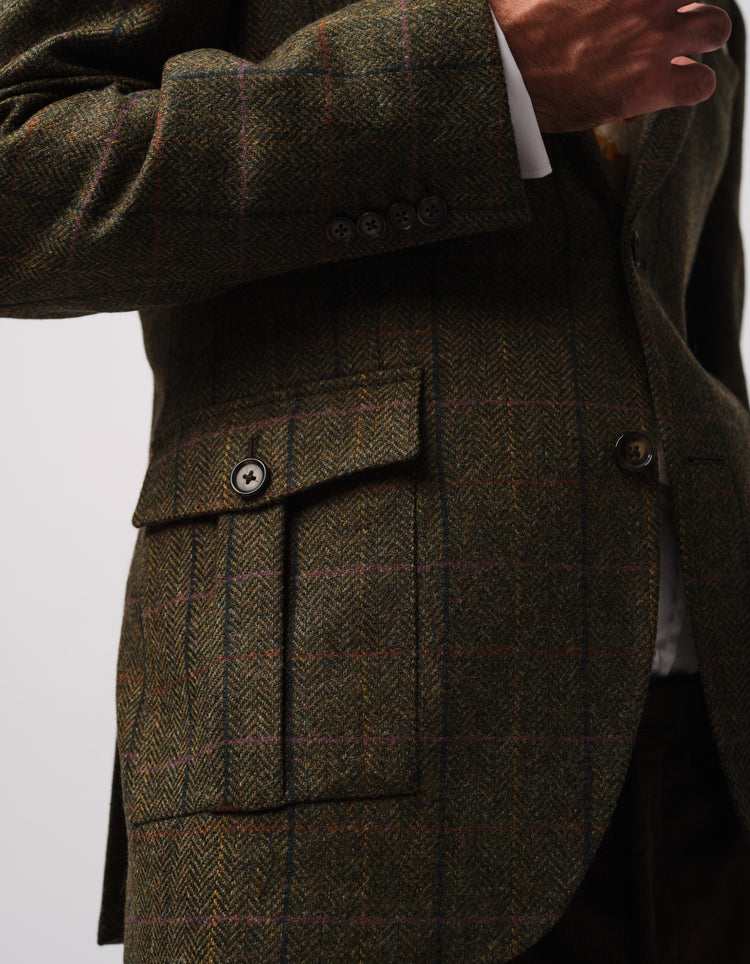 Green Herringbone Tweed Jacket
