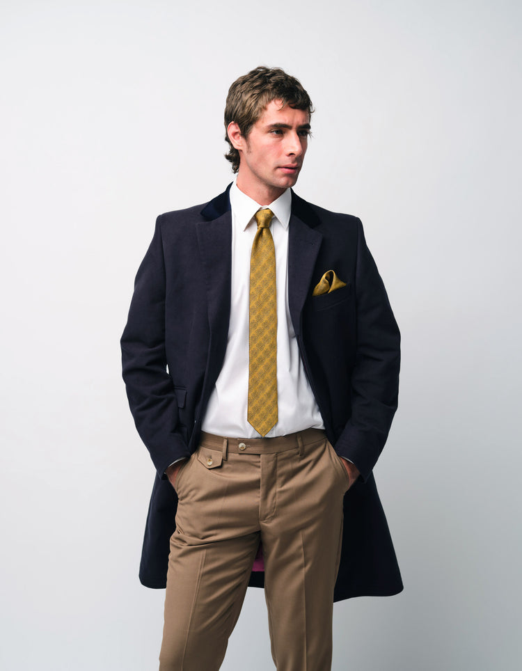 Navy Moleskin Covert Coat
