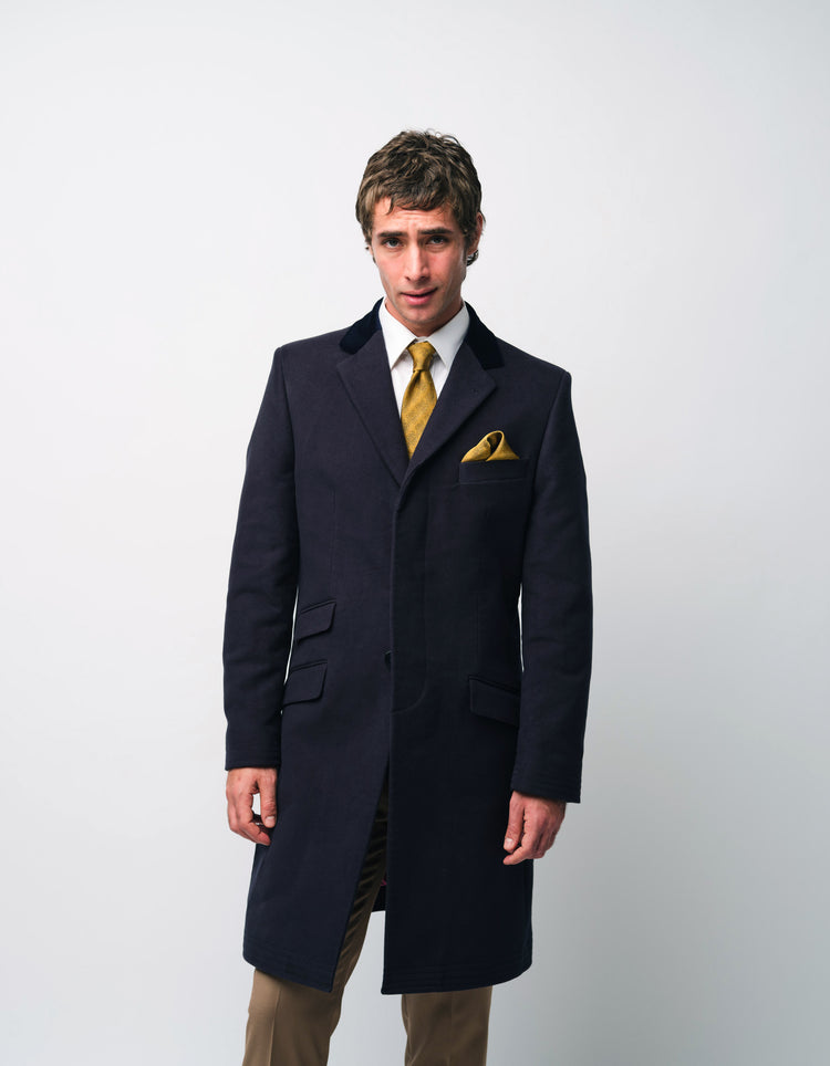 Navy Moleskin Covert Coat