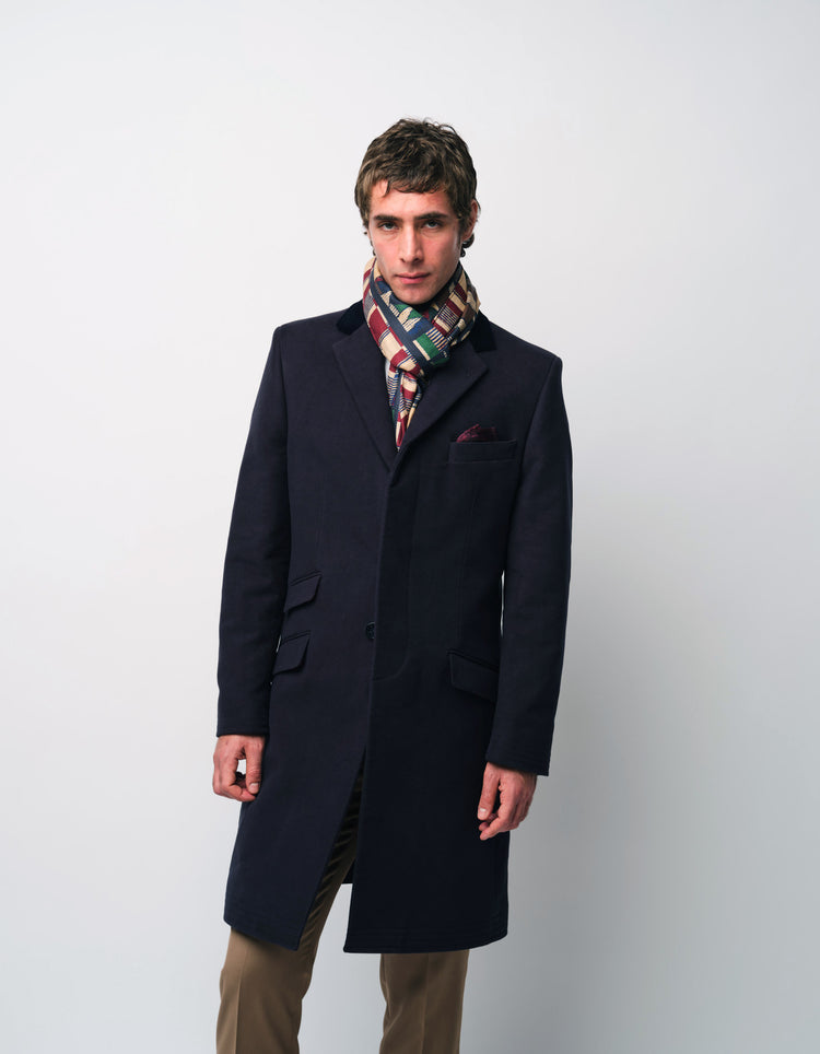 Navy Moleskin Covert Coat