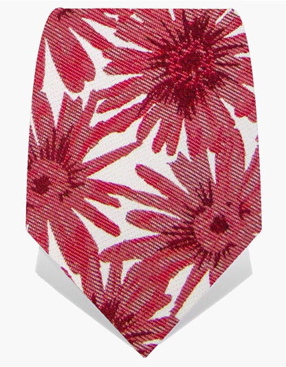red and white flower tie