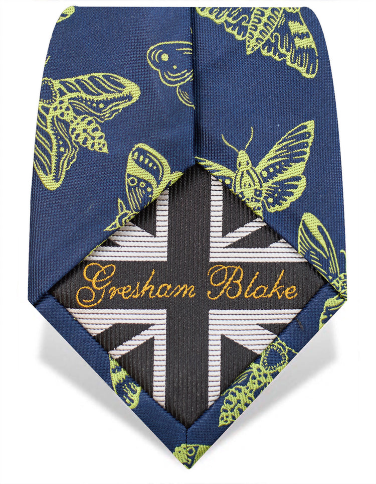 Navy and Green Moths Tie