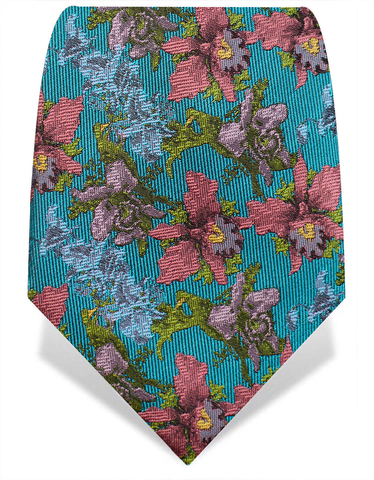 Teal Orchids Tie