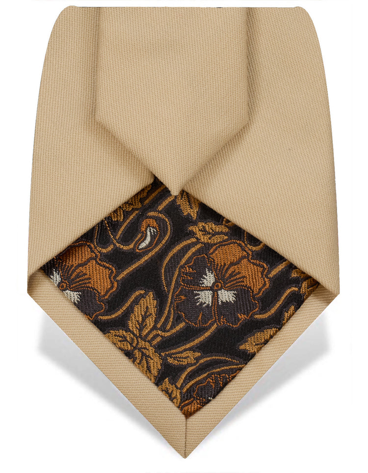 Beige Embroidered Floral Tie