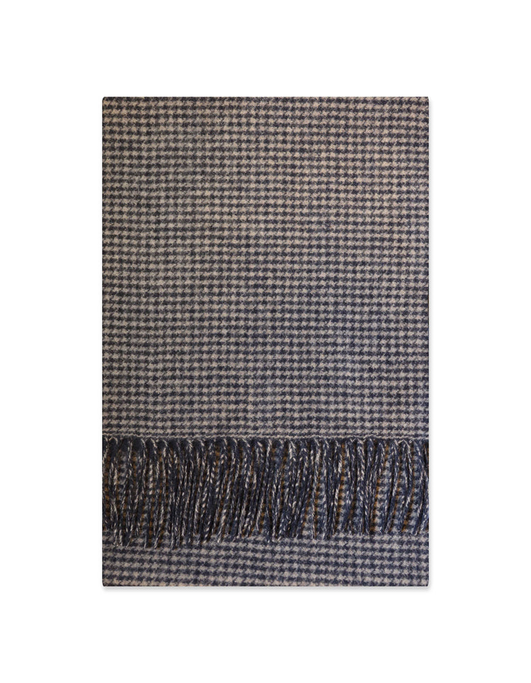 Navy Pinstripe & Houndstooth Reversible Scarf
