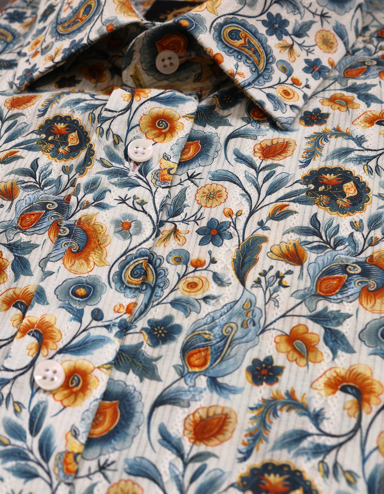 Cream Paisley Jacquard Shirt