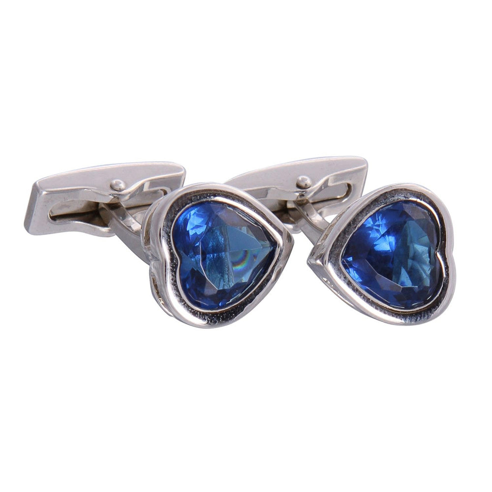 Blue Gemstone Heart Cufflinks