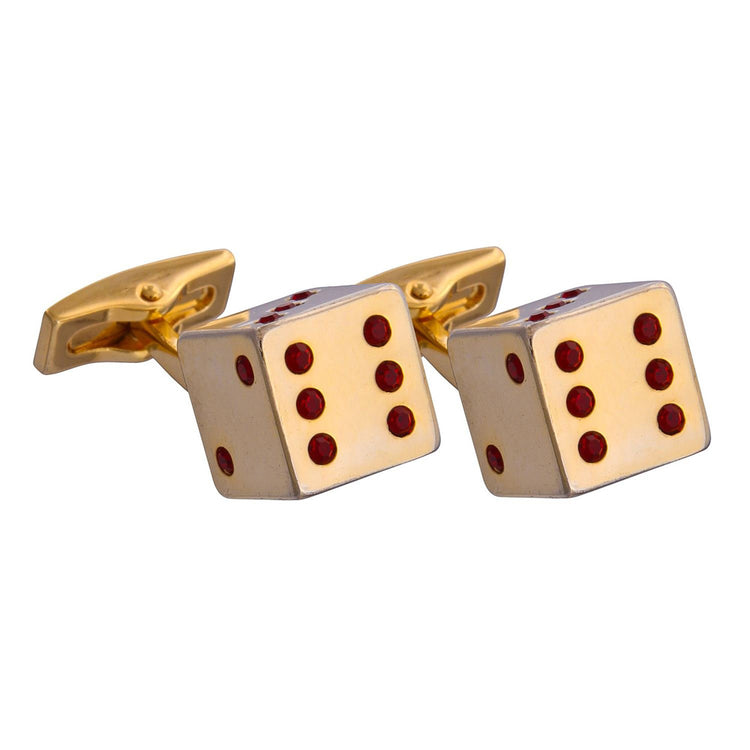 Gold Dice Cufflinks, Red