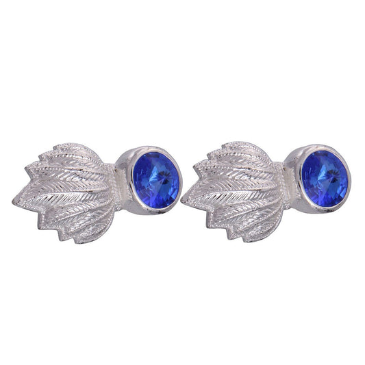Silver & Blue Feather Gem Cufflinks
