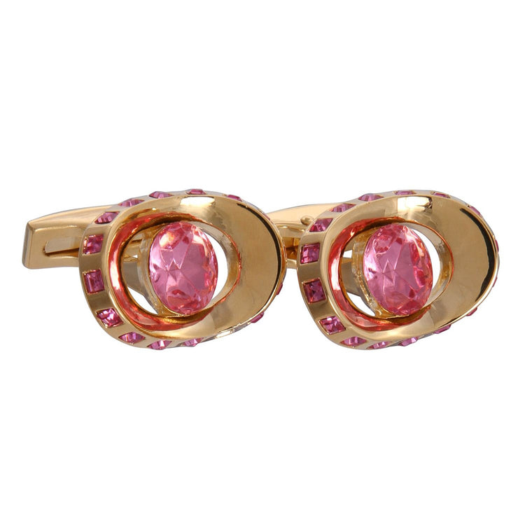 Pink Gem Gold Eye Cufflinks