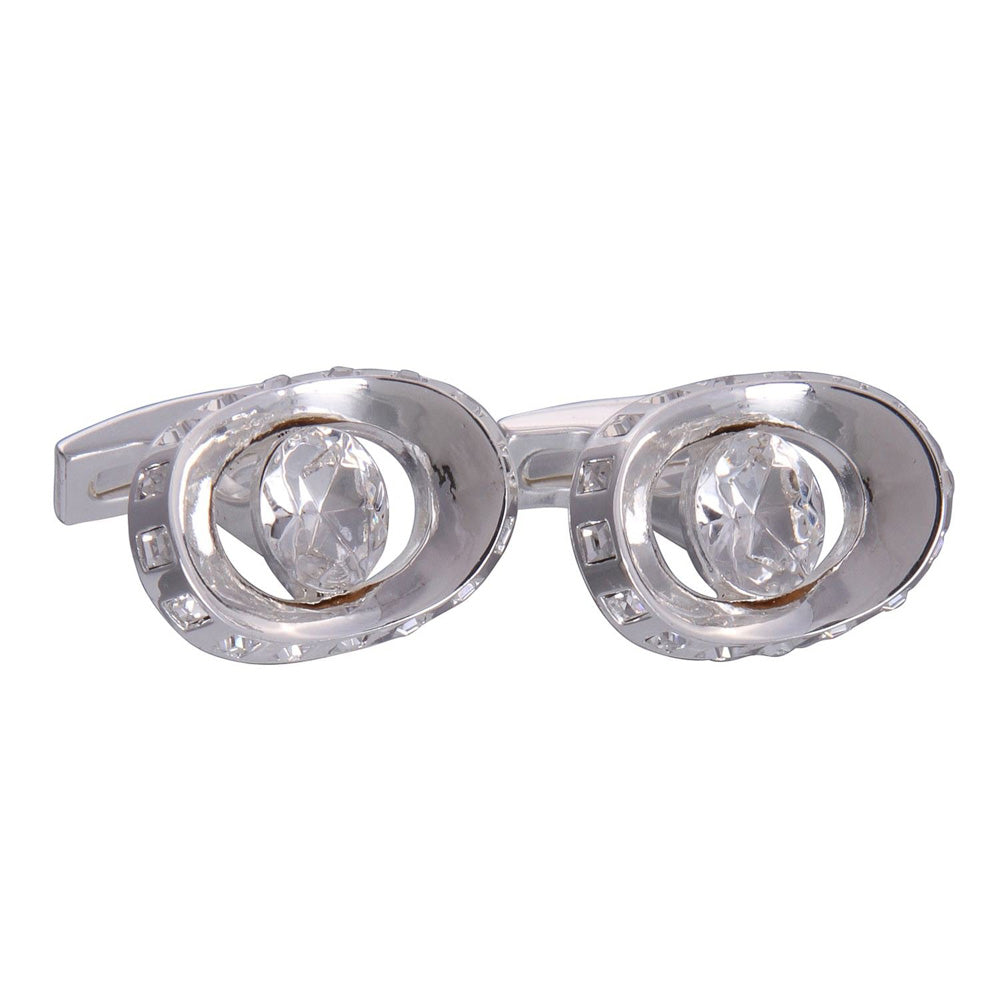 Silver & Clear Gemstone Eye Cufflinks