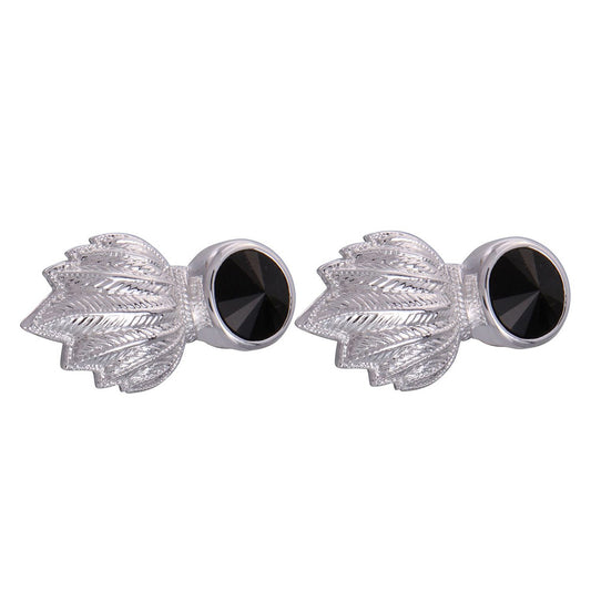 Silver & Black Feather Gem Cufflinks