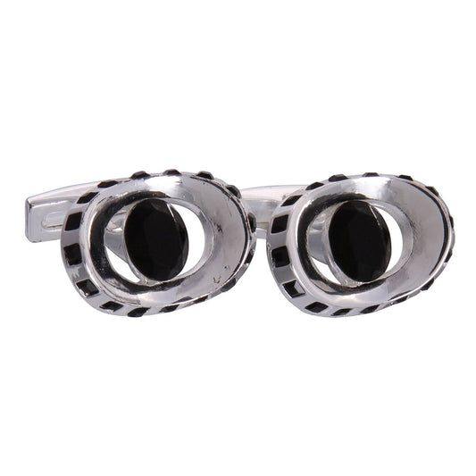 Silver & Black Gemstone Eye Cufflinks