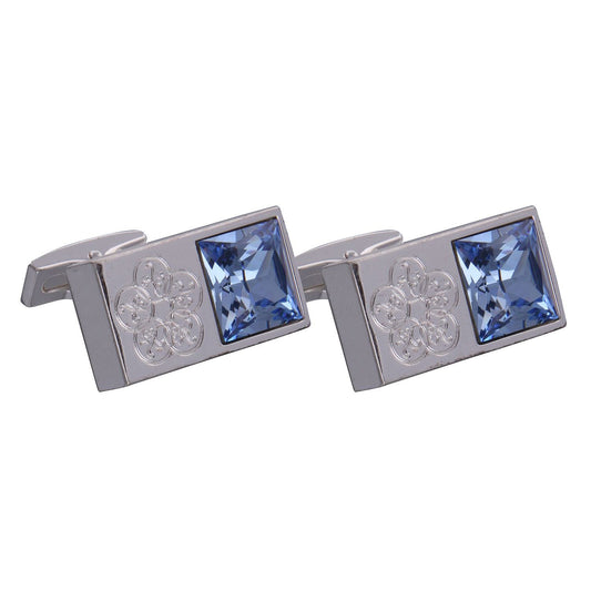 Silver & Blue Gemstone Emblem Cufflinks
