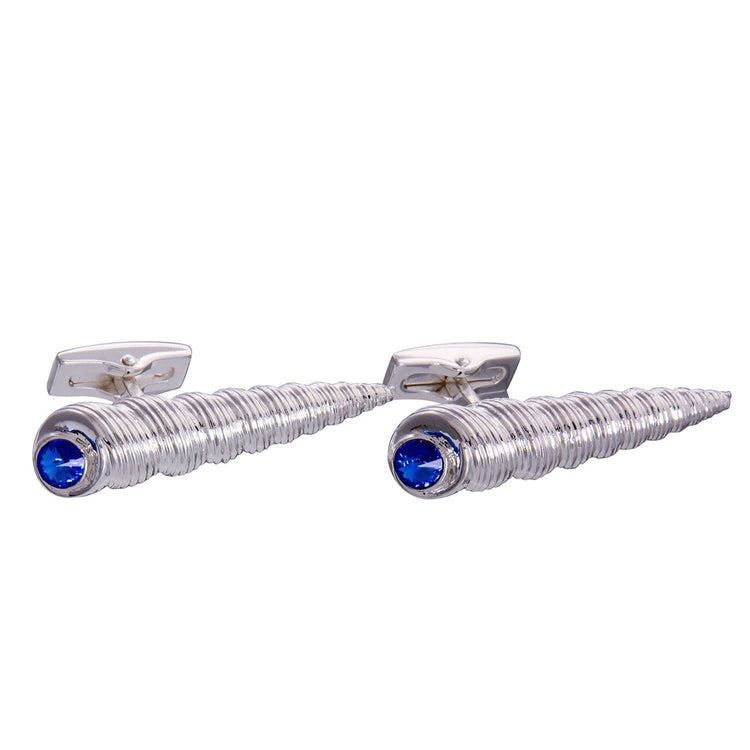 Silver & Blue Shell Gem Cufflinks