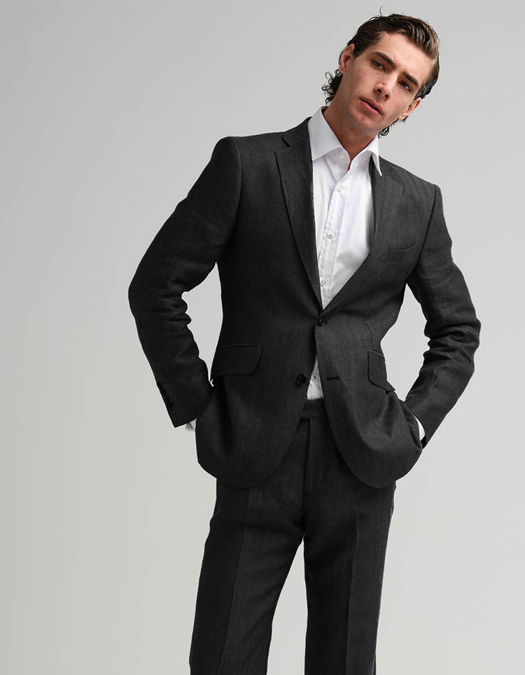 Black Linen 2 Piece Suit