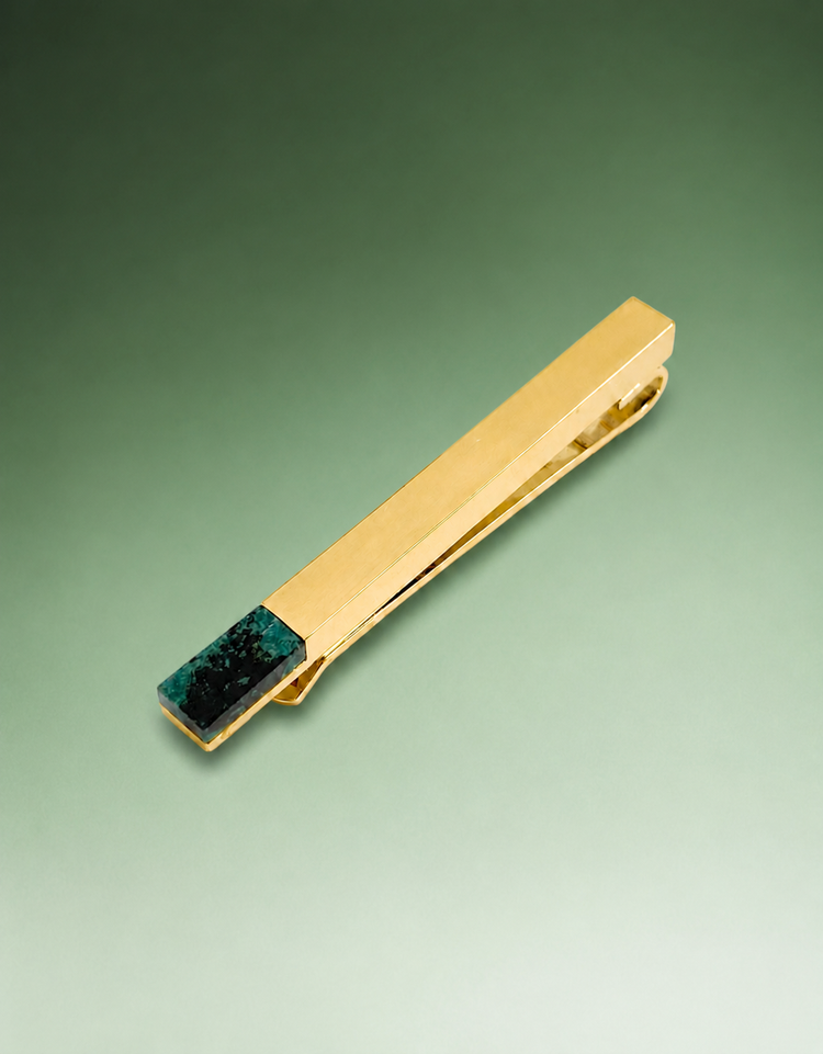 Gold Azurite Stone Tie Bar