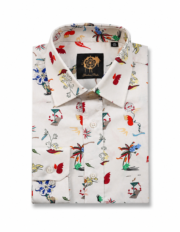 Cream Scatter Print Shirt