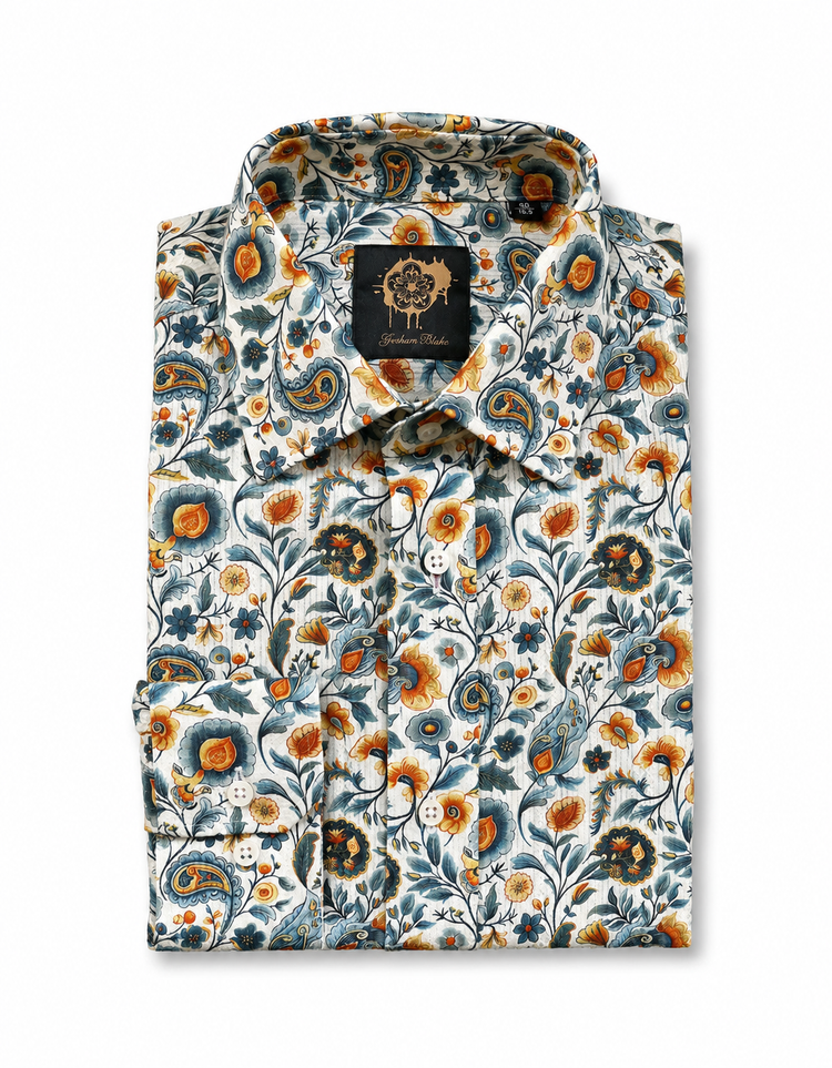 Cream Paisley Jacquard Shirt