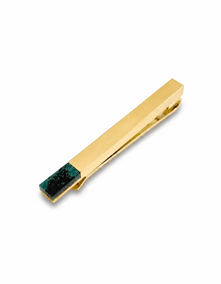 Gold Azurite Stone Tie Bar