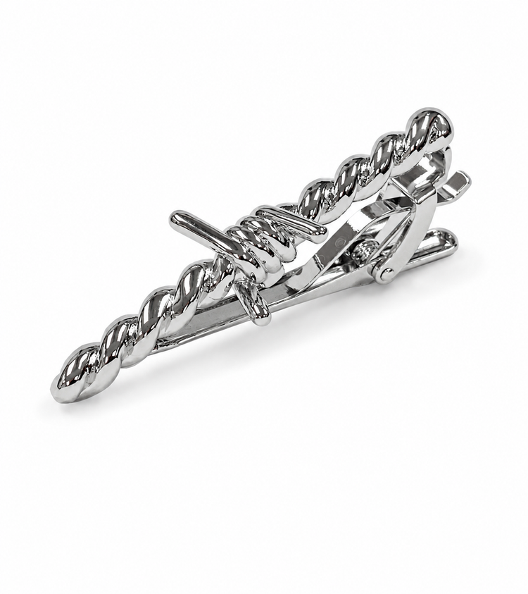 Silver Barbed Wire Tie Clip