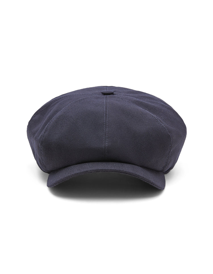 Peaky Blinders Navy Herringbone Wool Newsboy Cap