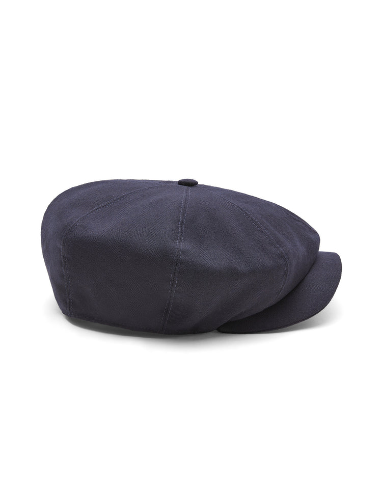 Peaky Blinders Navy Herringbone Wool Newsboy Cap