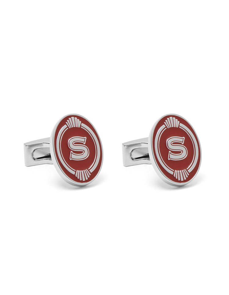 Peaky Blinders Cufflinks - Silver / Red