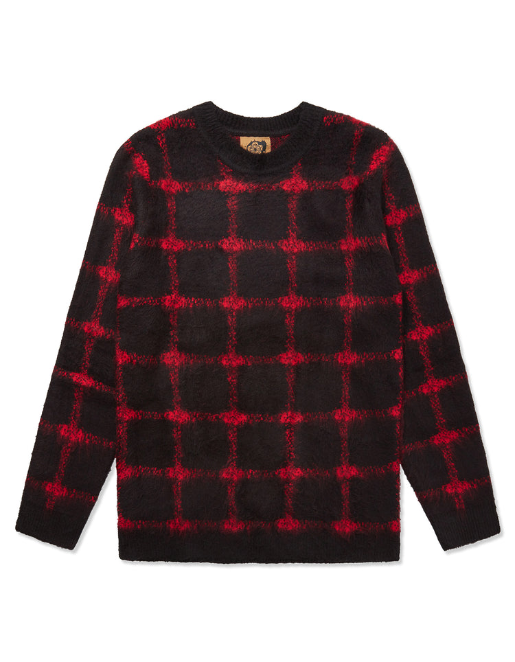 Red & Black Gradient Check Mohair Jumper GOLD