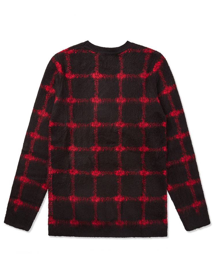 Red & Black Gradient Check Mohair Jumper GOLD