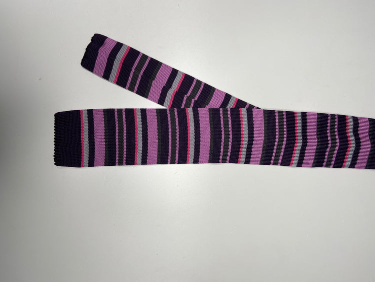 Purple Stripe Knit Tie