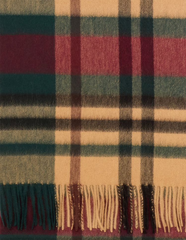 Burgundy & Green Check Cashmere Scarf